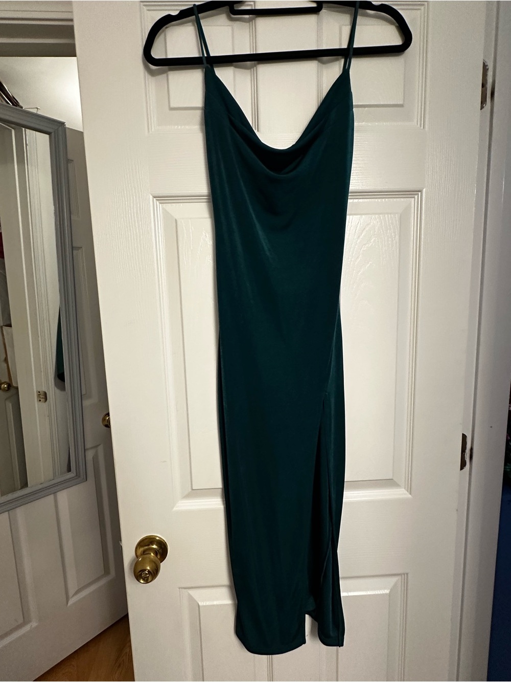 Teal Green Neck Slip Dress